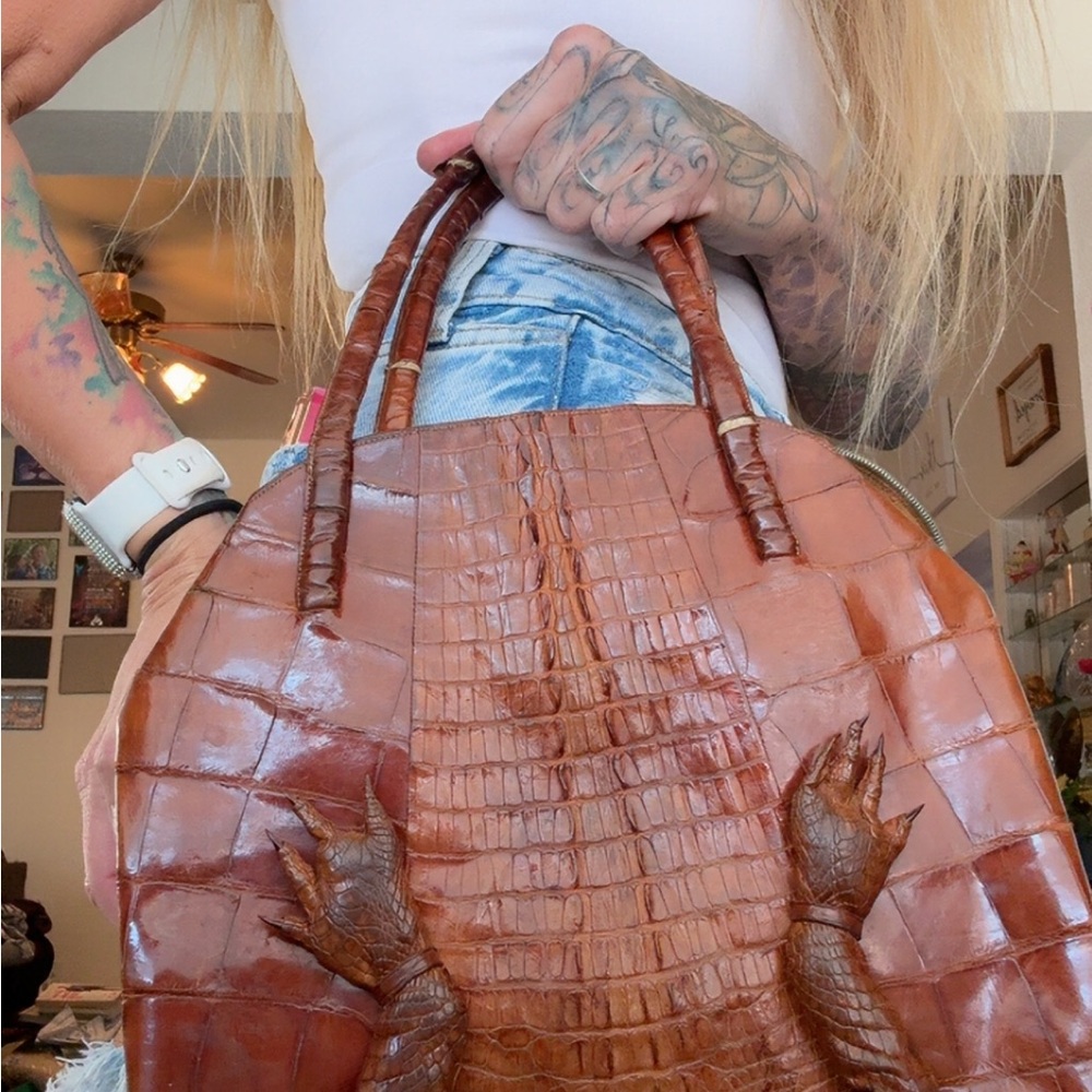 Brown Crocodile Leather Handbag